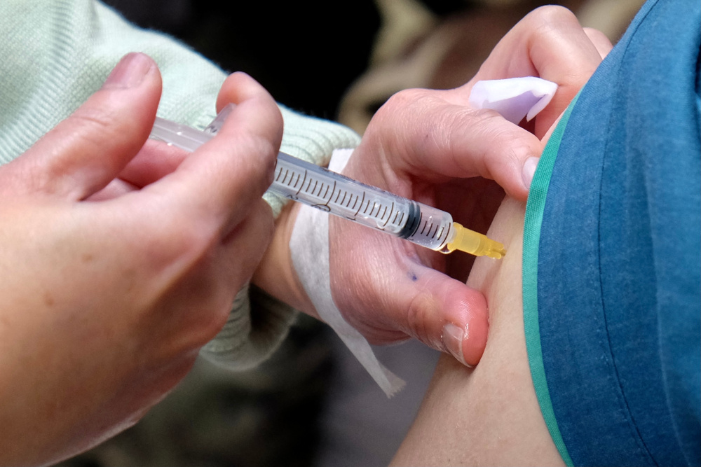 A medical staff gets a vaccine against Covid-19 coronavirus at the Far Eastern Memorial Hospital in New Taipei City March 22, 2021. u00e2u20acu201d AFP pic 