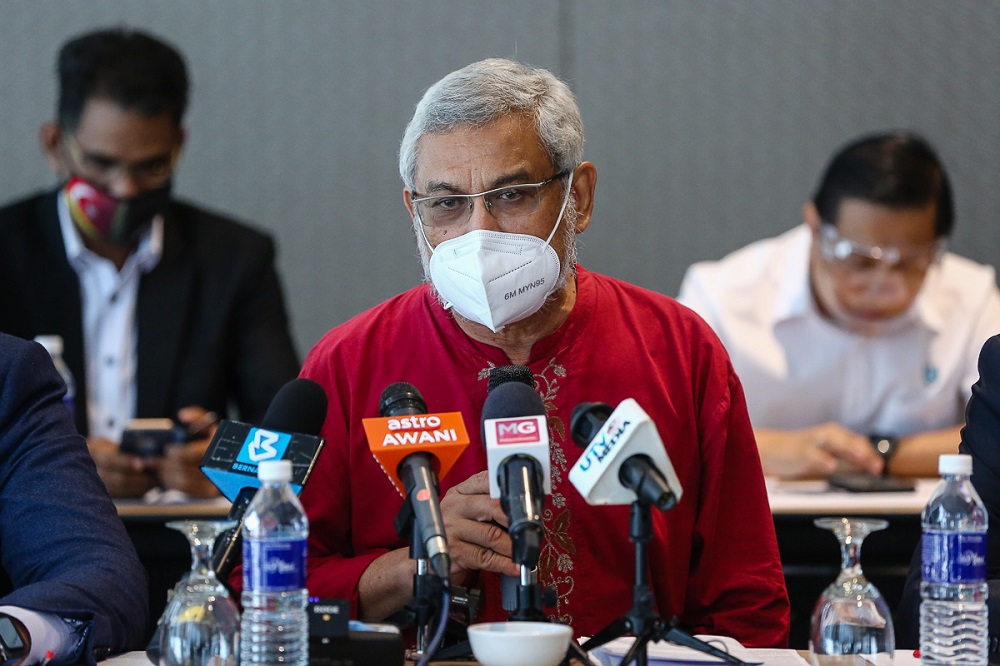 Shah Alam MP Khalid Abdul Samad who chairs the informal coalition dubbed the Committee for the Cessation of State of Emergency speaks during a press conference in Kuala Lumpur March 12, 2021. u00e2u20acu2022 Picture by Yusof Mat Isa