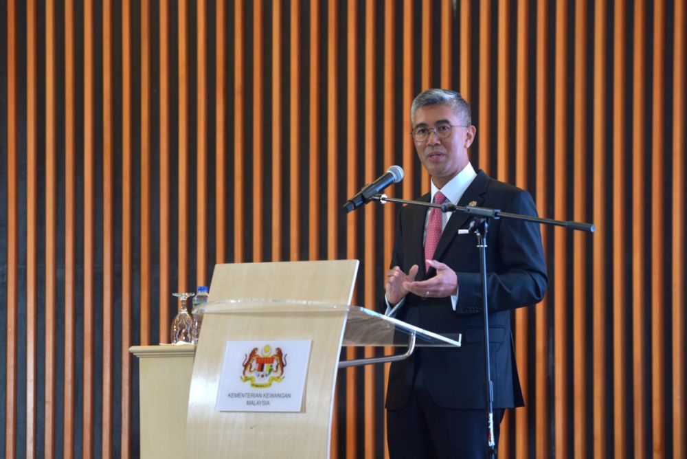 Finance Minister Datuk Seri Tengku Zafrul Abdul Aziz speaks during a press conference in Putrajaya March 18, 2021. u00e2u20acu201d Picture by Miera Zulyana