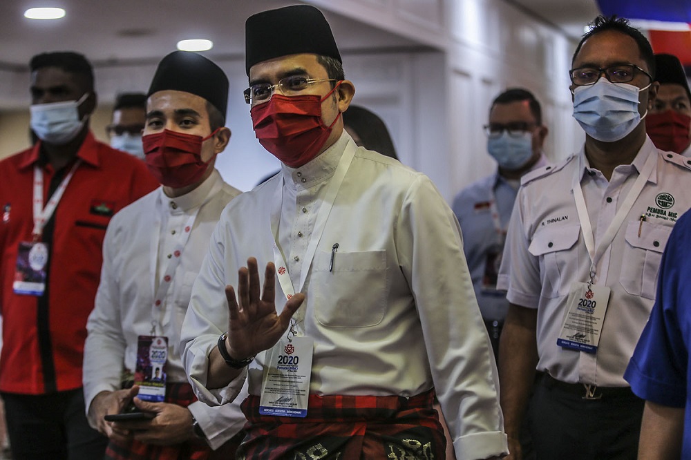 Umno Youth chief Datuk Asyraf Wajdi Dusuki is pictured at the 2020 Umno annual general meeting in Kuala Lumpur March 27, 2021. u00e2u20acu2022 Picture by Hari Anggara