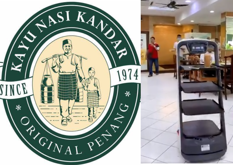 Local eatery, Original Penang Kayu Nasi Kandar is taking a step to the future by introducing contactless robot servers. u00e2u20acu201d Screenshot from Twitter/Darleen Zakir and Facebook/Original Penang Kayu Nasi Kandar