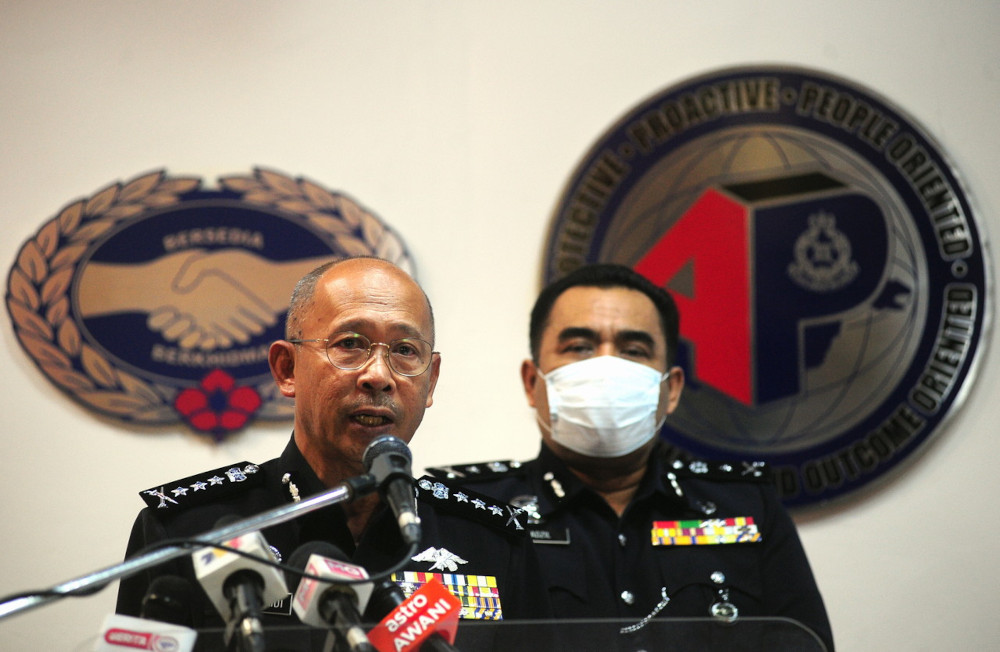 Selangor police chief Datuk Arjunaidi Mohamed speaks at a press conference at the state Police Contingent Headquarters in Shah Alam, April 9, 2021. u00e2u20acu201d Bernama pic 