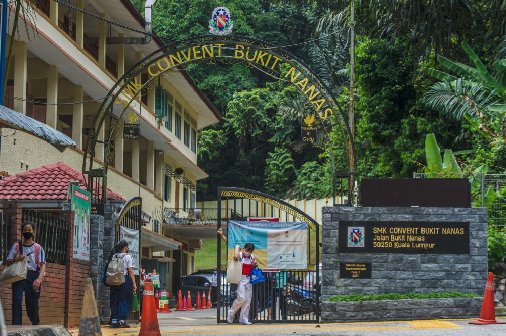 A general view of Sekolah Menengah Kebangsaan Convent Bukit Nanas in Kuala Lumpur April 21, 2021. u00e2u20acu201d Picture by Shafwan Zaidon