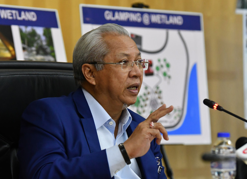 Federal Territories Minister Tan Sri Annuar Musa speaks at a press conference at Putrajaya Corporation, April 5, 2021. u00e2u20acu201d Bernama pic 