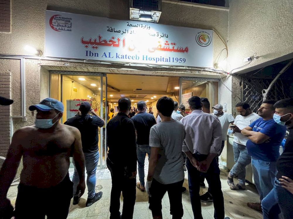 People gather at Ibn Khatib hospital after a fire caused by an oxygen tank explosion in Baghdad, Iraq, April 25, 2021. u00e2u20acu201d Reuters pic