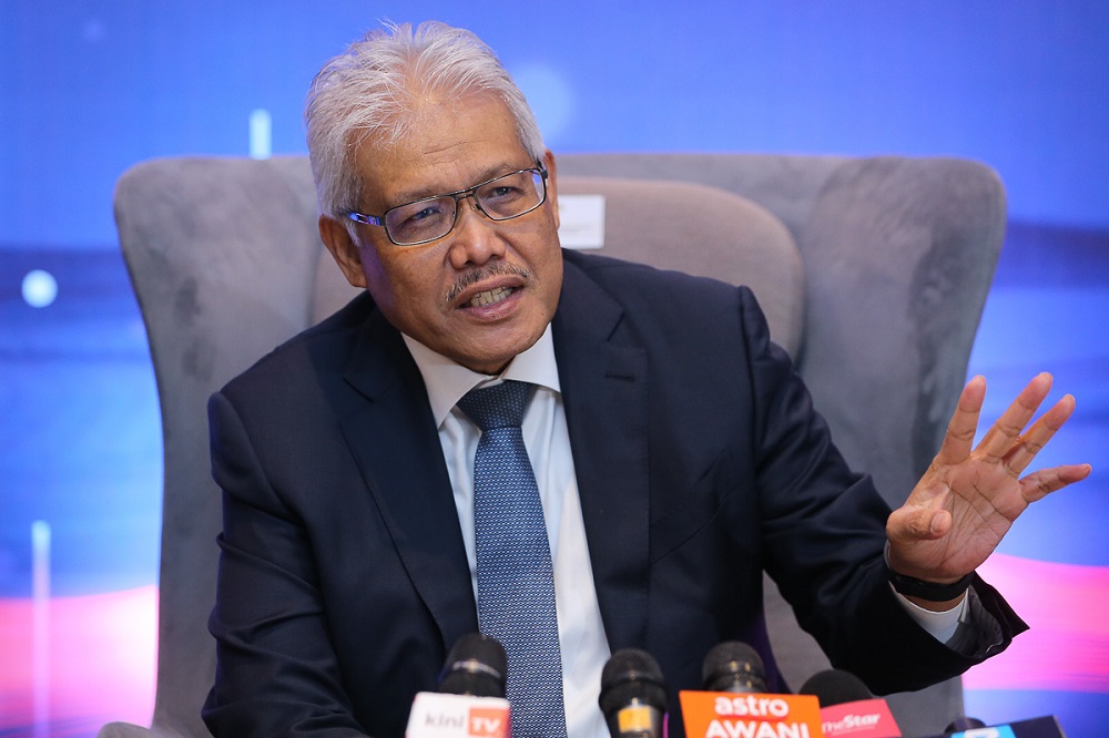 Home Minister Datuk Seri Hamzah Zainudin speaks during a press conference at the Le Meridien Hotel in Putrajaya April 15, 2021. u00e2u20acu2022 Picture by Yusof Mat Isa