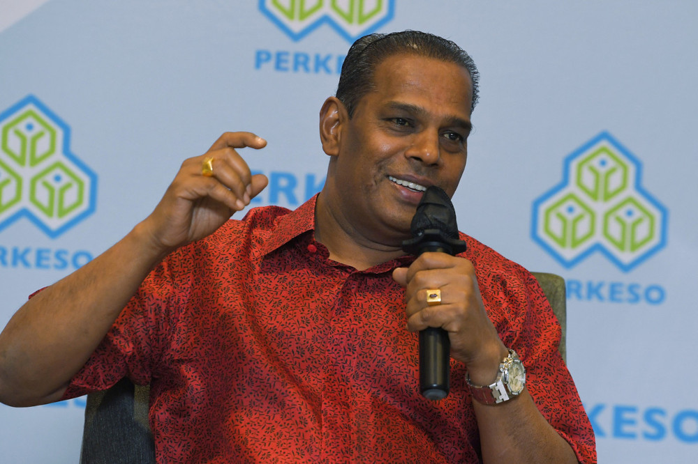 Human Resources Minister Datuk Seri M. Saravanan speaks at a press conference at Socsou00e2u20acu2122s Iftar ceremony in Kuala Lumpur, April 20, 2021. u00e2u20acu201d Bernama pic 