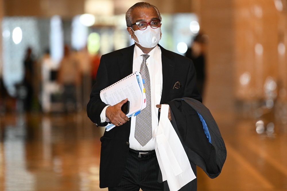 Lawyer Tan Sri Muhammad Shafee Abdullah arrives at the Court of Appeal in Putrajaya April 6, 2021. u00e2u20acu2022 Picture by Shafwan Zaidon