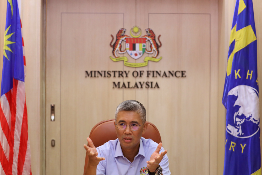 Finance Minister Datuk Seri Tengku Zafrul speaks during an interview with Reuters in Putrajaya, April 5, 2021. u00e2u20acu201d Reuters picn