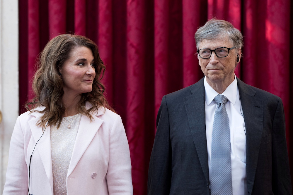 Philanthropist and co-founder of Microsoft, Bill Gates and his wife Melinda, prior to being awarded Commanders of the Legion of Honor at the Elysee Palace in Paris, France April 21, 2017. u00e2u20acu201d Reuters pic