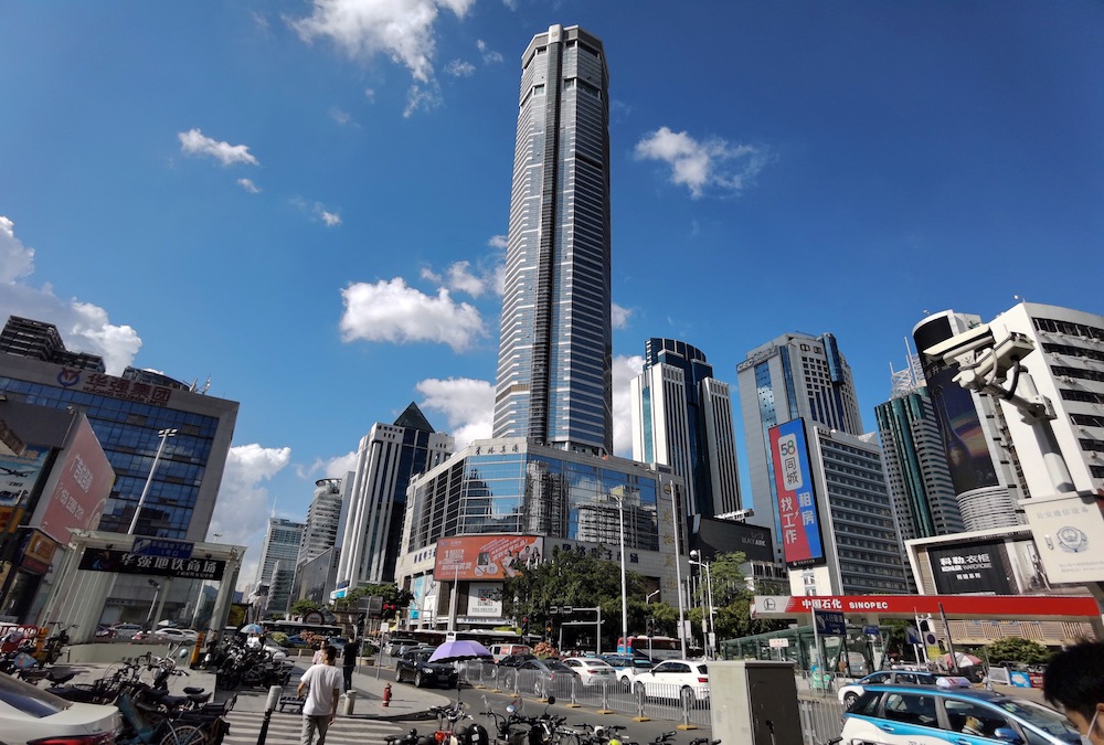 This picture shows the 300-metre SEG Plaza in Shenzhen in China's southern Guangdong province on May 19, 2021, a day after it triggered widespread panic when it began shaking and was evacuated. u00e2u20acu201d AFP pic