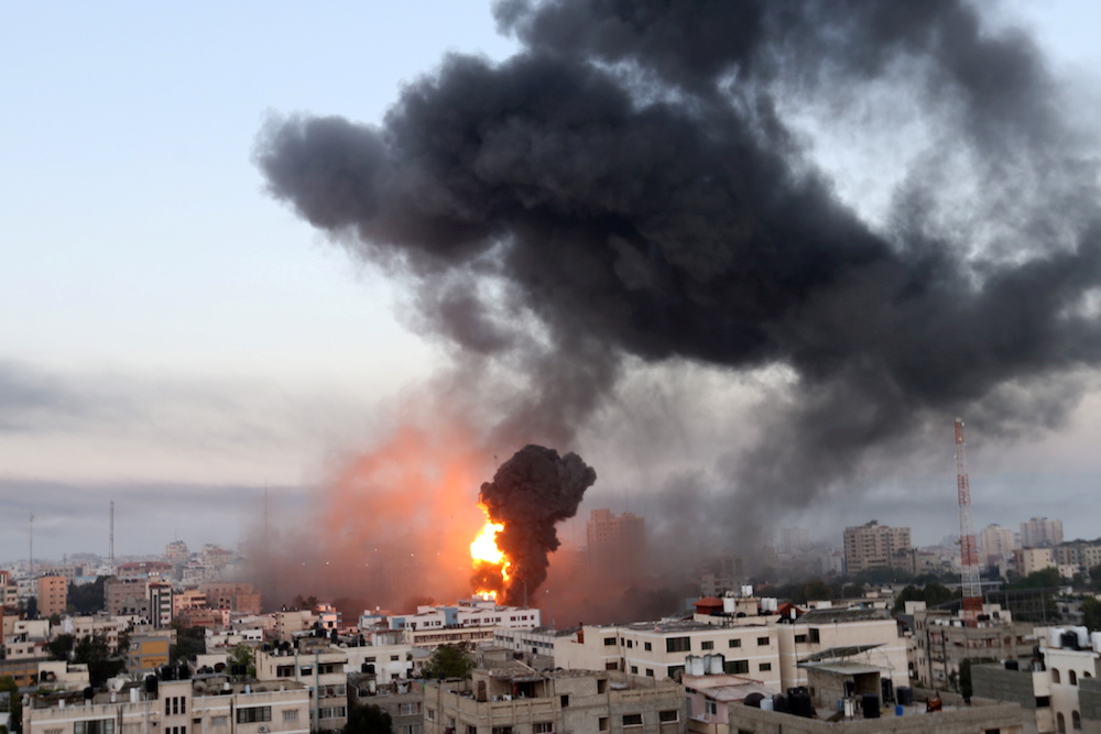Smoke and flames rise during Israeli air strikes amid a flare-up of Israeli-Palestinian violence, in Gaza May 12, 2021. u00e2u20acu201d Reuters pic
