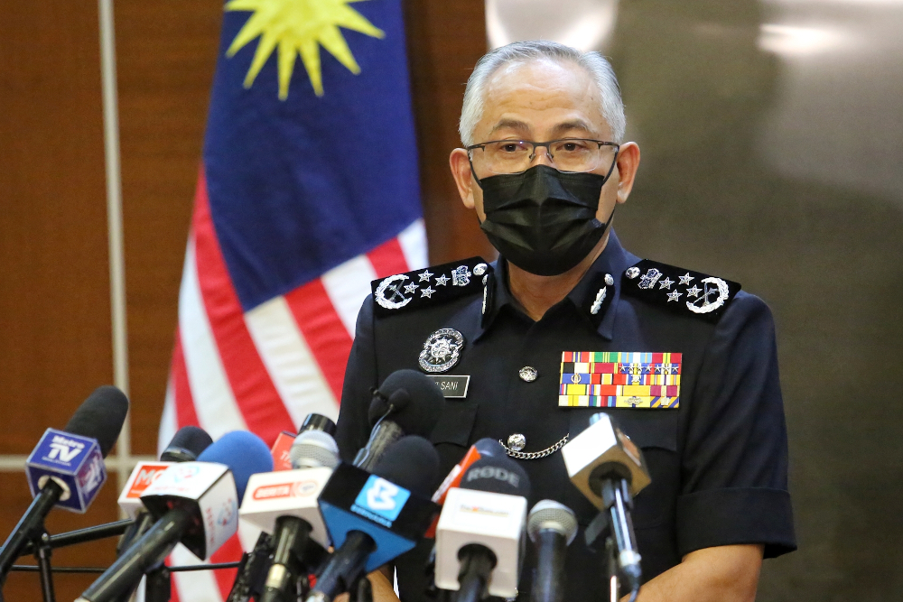 Inspector-General of Police (IGP) Datuk Seri Acryl Sani Abdullah Sani speaks during a press conference on the enforcement MCO 3.0 SOP in Bukit Aman May 31, 2021. u00e2u20acu201d Picture by Choo Choy May 