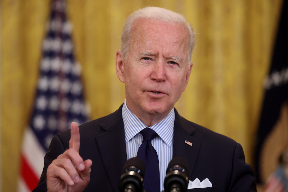 US President Joe Biden delivers remarks on the April jobs report from the East Room of the White House in Washington, US, May 7, 2021. u00e2u20acu2022 Reuters pic 