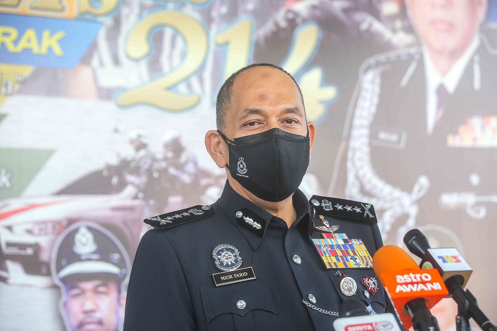 Perak police chief Comm Datuk Mior Faridalathrash Wahid speaks to reporters in Ipoh May 28, 2021. u00e2u20acu2022 Picture by Fahan Najib