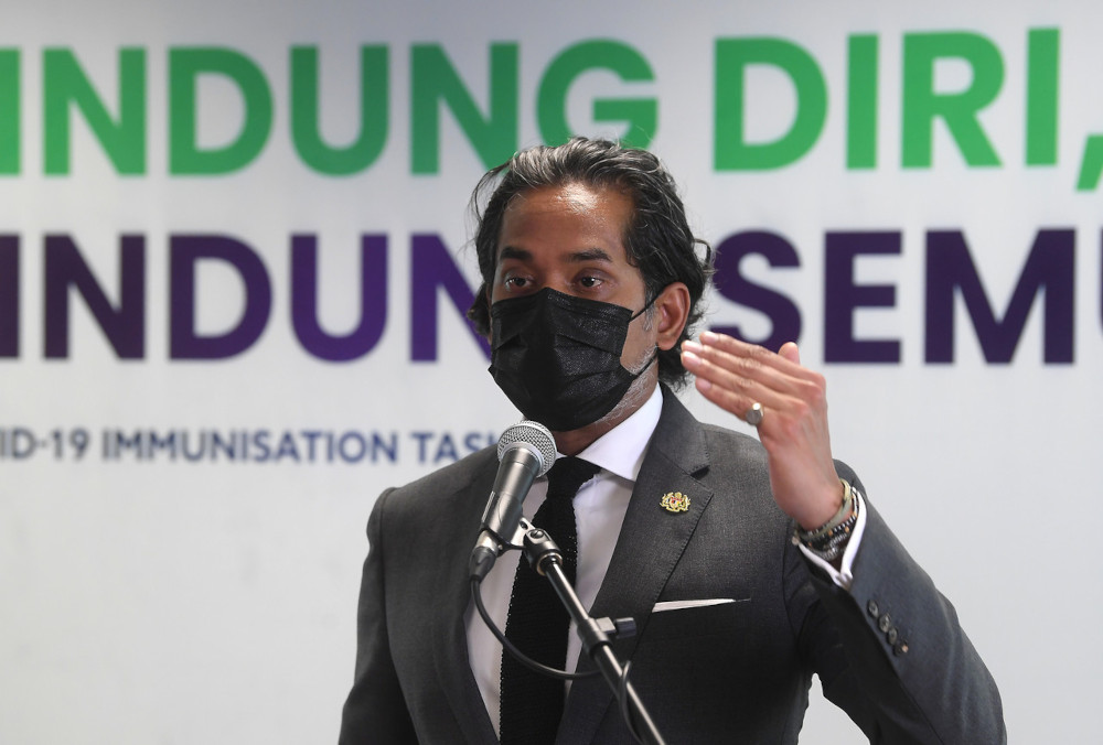 Khairy Jamaluddin holds a press conference on update of the National Covid-19 Immunisation Programme after the meeting of the Special Committee for Ensuring Access to Covid-19 Vaccine Supply in Putrajaya, May 3, 2021. u00e2u20acu201d Bernama pic 