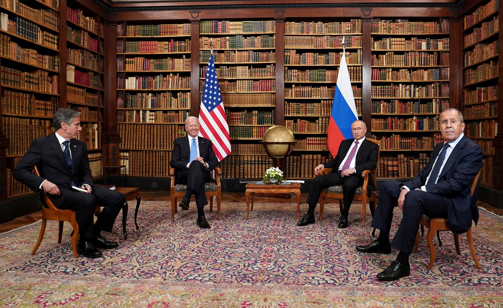 US President Joe Biden, Russiau00e2u20acu2122s President Vladimir Putin, US Secretary of State Antony Blinken and Russiau00e2u20acu2122s Foreign Minister Sergei Lavrov attend the US-Russia summit at Villa La Grange in Geneva June 16, 2021. u00e2u20acu201d Reuters pic