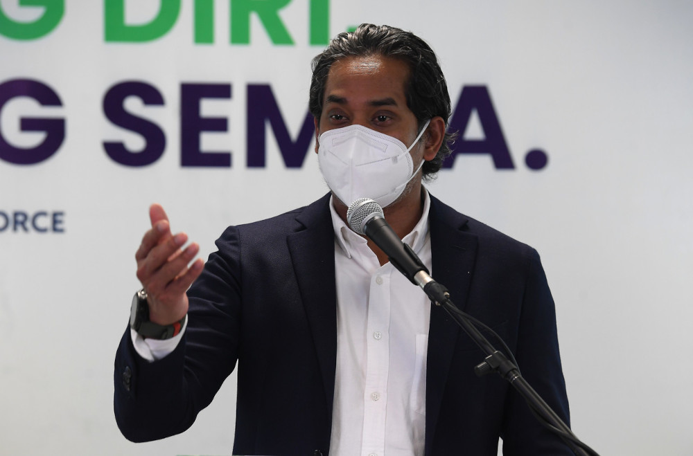 Khairy Jamaluddin speaks at a media conference on the National Covid-19 Immunisation Programme developments in Putrajaya, June 14, 2021. u00e2u20acu201d Bernama pic 