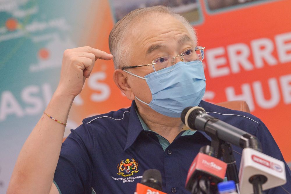 Transport Minister Datuk Seri Wee Ka Siong speaks during a press conference at the Port Klang Sport Clubu00e2u20acu2122s multipurpose hall June 25, 2021. u00e2u20acu201d Picture by Miera Zulyana