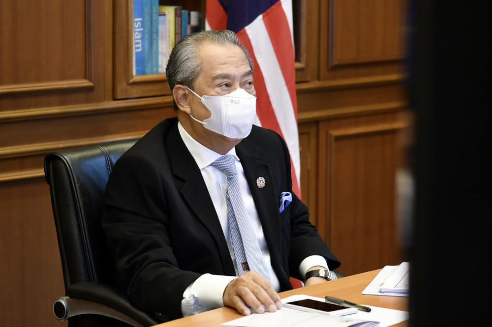 Prime Minister Tan Sri Muhyiddin Yassin chairs the Malaysian Social Protection Council (MySPC) virtual meeting in Putrajaya June 8, 2021.  u00e2u20acu201d Bernama pic 