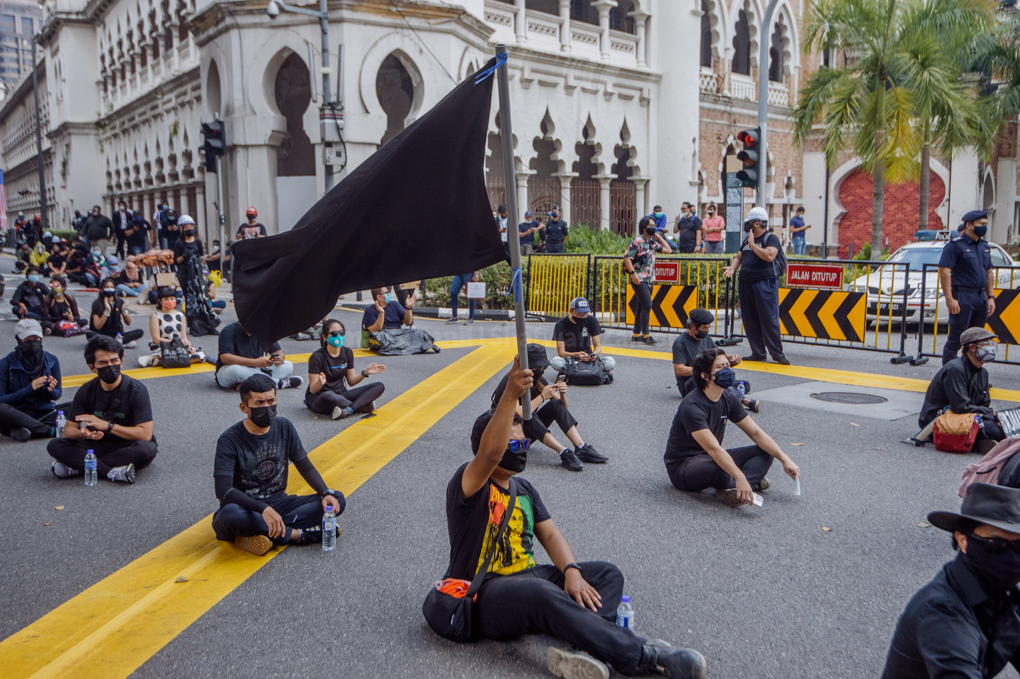 A crowd gathered near Dataran Merdeka during the #Lawan protest in Kuala Lumpur July 31, 2021. u00e2u20acu2022 Picture by Shafwan Zaidon 