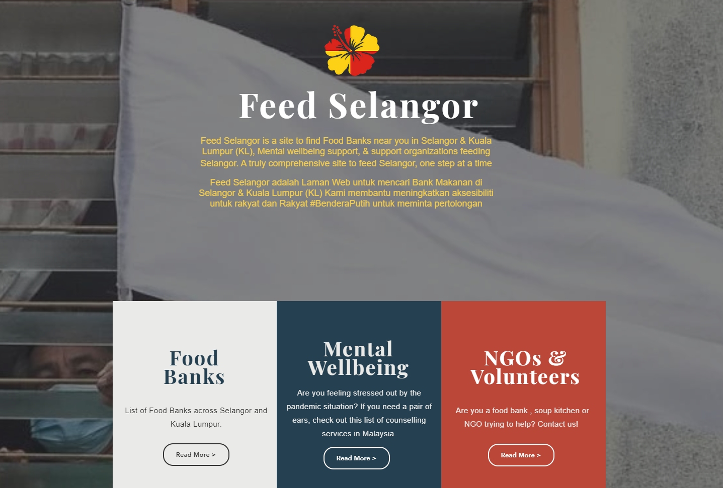 Feed Selangor旨在为巴生谷有需要的人提供食物、金钱和医疗援助，并且能够把慷慨解囊的善心人联系和凝聚在一起。