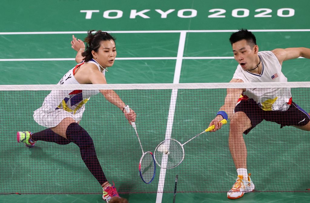 Chan Peng Soon and Goh Liu Ying of Malaysia in action against Mark Lamsfuss and Isabel Herttrich of Germany at the Musashino Forest Sport Plaza, Tokyo July 25, 2021. u00e2u20acu201d Reuters pic