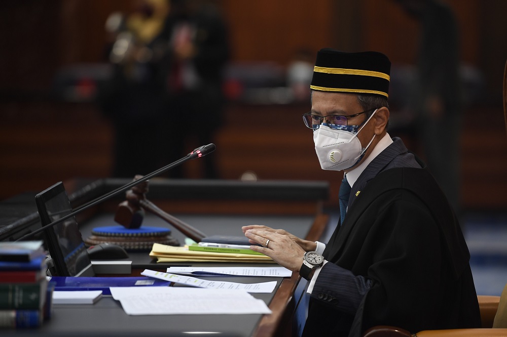 Speaker Datuk Azhar Azizan Harun speaks during a special Parliament sitting in Dewan Rakyat, Kuala Lumpur July 26, 2021. u00e2u20acu201d Bernama picnn
