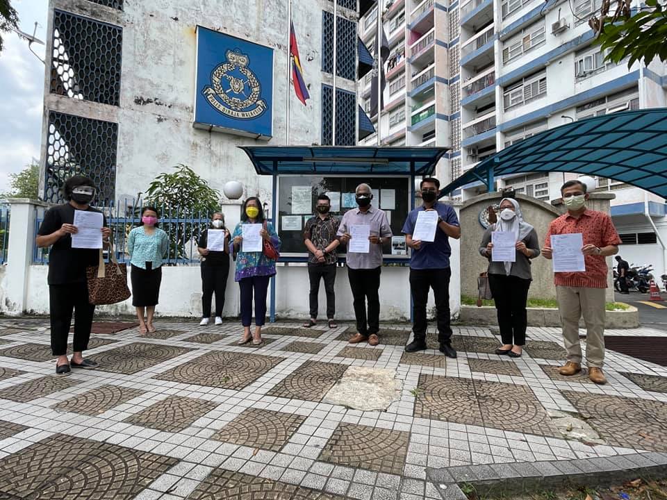 A group of Opposition lawmakers led by lawyer and human rights activist Datuk Ambiga Sreenevasan, lodged a police report over the Perikatan Nasional governmentu00e2u20acu2122s alleged mismanagement of the Covid-19 pandemic at the Pantai police station, July 25, 2021.