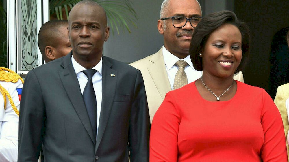 Haitian First Lady Martine Moise, seen with her husband, President Jovenel Moise, in 2018, has made her first comments since her husbandu00e2u20acu2122s assassination. u00e2u20acu201d AFP pic