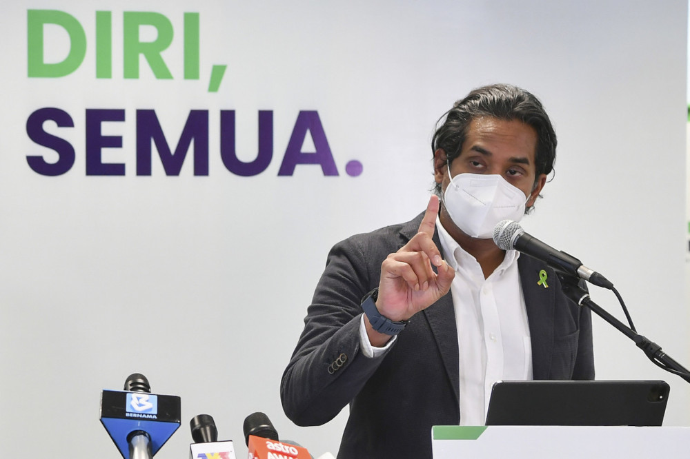 Khairy Jamaluddin speaks to the media during the National Covid-19 Immunisation Task Force briefing in Putrajaya, July 5, 2021. u00e2u20acu201d Bernama pic 