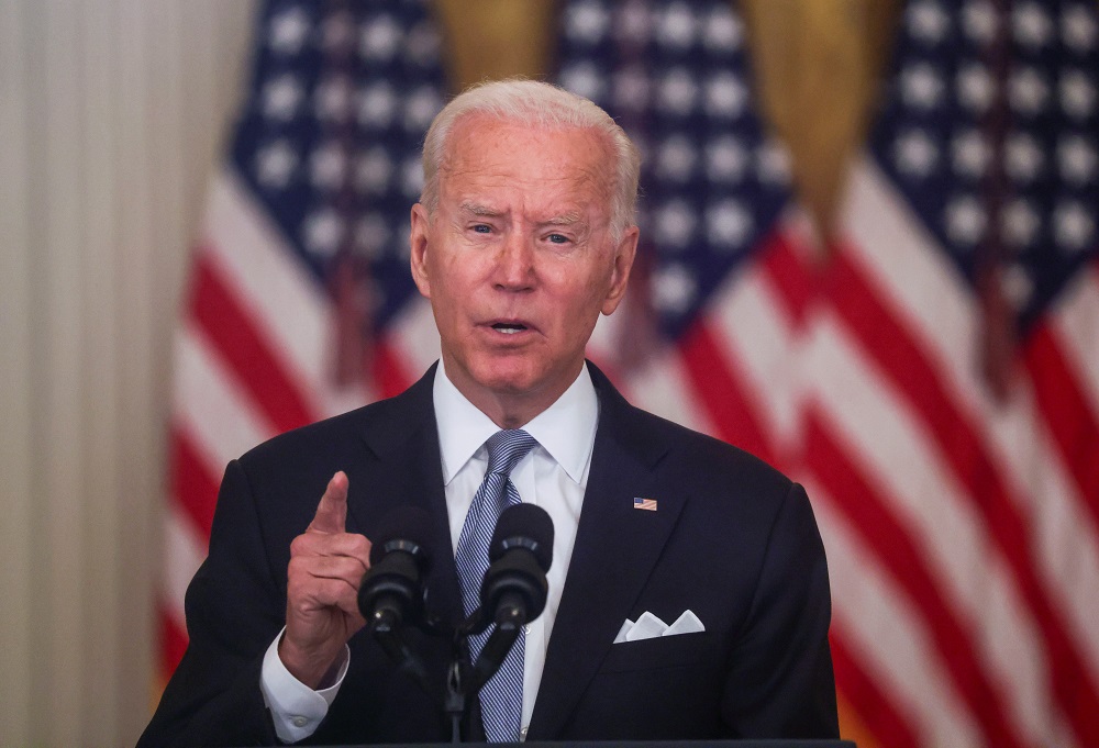 US President Joe Biden delivers remarks on the crisis in Afghanistan during a speech in the East Room at the White House in Washington August 16, 2021. u00e2u20acu201d Reuters pic