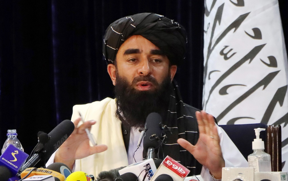 Taliban spokesman Zabihullah Mujahid speaks during a news conference in Kabul August 17, 2021. u00e2u20acu201d Reuters pic