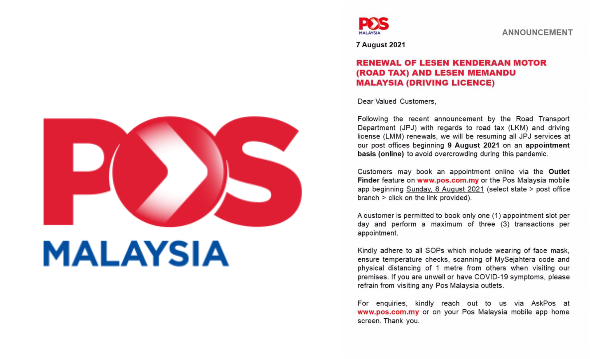 Pos malaysia appointment booking