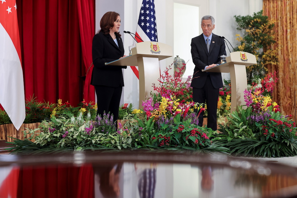 US Vice President Kamala Harris and Singapore's Prime Minister Lee Hsien Loong hold a joint news conference in Singapore August 23, 2021. u00e2u20acu201d Reuters pic