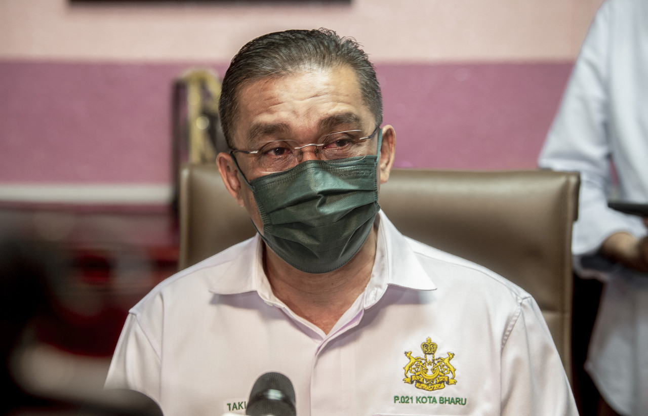 Kota Baru MP and newly-minted Energy and Natural Resources Minister Datuk Seri Takiyuddin Hassan speaks to reporters during a press conference in Kota Baru August 28, 2021. u00e2u20acu201d Bernama pic