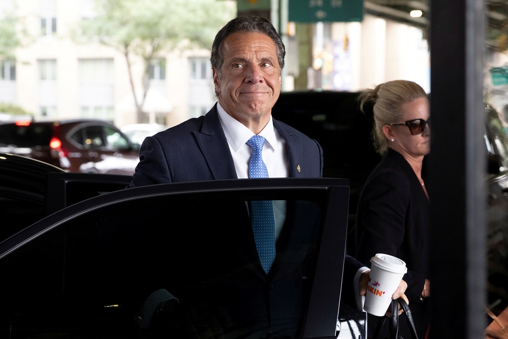 New York governor Andrew Cuomo arrives to depart in his helicopter after announcing his resignation in Manhattan, New York August 10, 2021. u00e2u20acu2022 Reuters pic