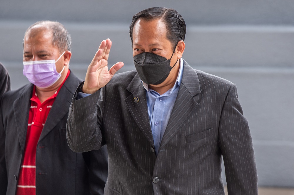 Umno secretary-general Datuk Seri Ahmad Maslan is pictured at the Kuala Lumpur High Court on August 24, 2021. u00e2u20acu201d Picture by Shafwan Zaidon