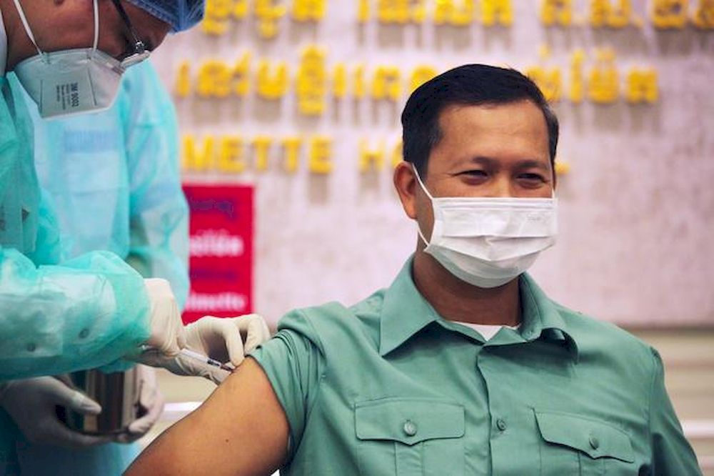 Hun Manet, the son of Cambodia's Prime Minster Hun Sen receives a vaccine as Cambodia starts its Covid-19 vaccine rollout with 600,000 doses of Sinopharm vaccine donated by China in Phnom Penh, Cambodia, February 10, 2021. u00e2u20acu201d Reuter pic