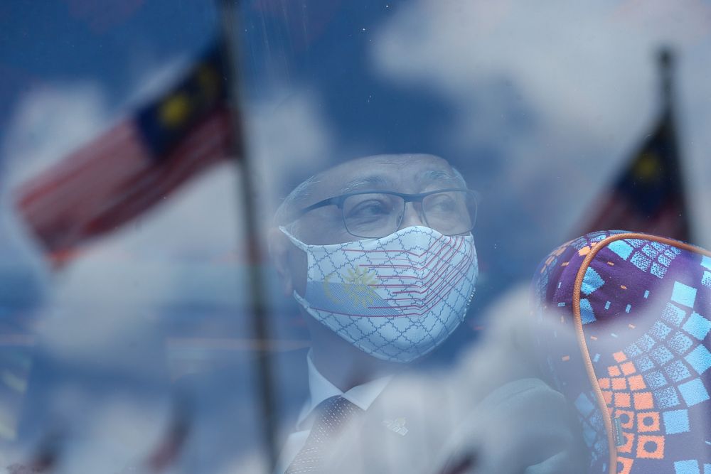 Datuk Seri Ismail Sabri Yaakob is seen on a bus ahead of his audience with the Yang di-Pertuan Agong at Istana Negara in Kuala Lumpur August 19, 2021. u00e2u20acu201d Picture by Yusof Mat Isa