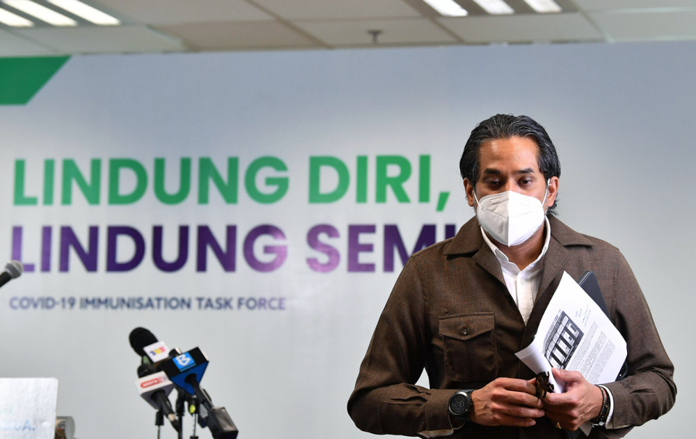 Khairy Jamaluddin at the weekly Covid-19 Immunisation Task Force (CITF) press conference in Putrajaya, August 2, 2021. u00e2u20acu2022 Bernama pic 