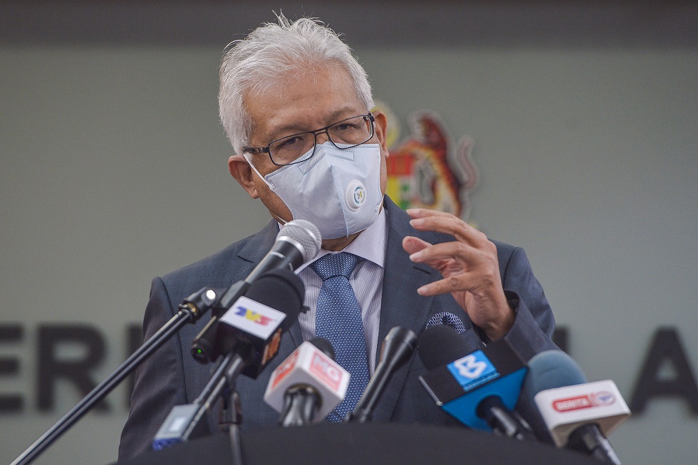 Home Minister Datuk Seri Hamzah Zainudin speaks during a press conference in Putrajaya September 1, 2021. u00e2u20acu2022 Picture by Miera Zulyana