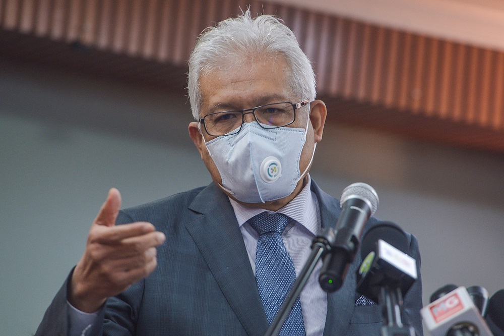 Home Minister Datuk Seri Hamzah Zainudin speaks during a press conference in Putrajaya September 1, 2021. u00e2u20acu2022 Picture by Miera Zulyana