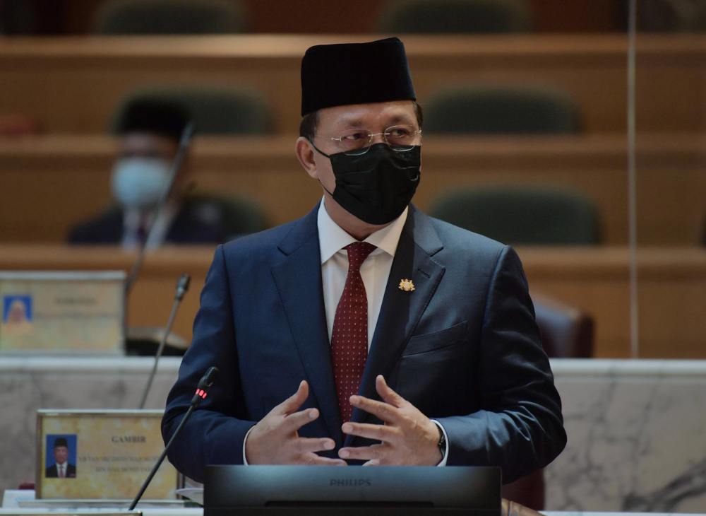 Johor Mentri Besar Datuk Hasni Mohammad during the winding-up session on the last day of the State Legislative Assembly sitting at Bangunan Sultan Ismail, Kota Iskandar, September 7, 2021. u00e2u20acu201d Bernama 