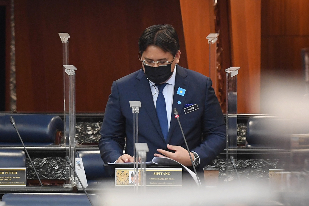 Deputy Finance Minister Yamani Hafez Musa during the winding-up debate on the motion of thanks for the Yang di-Pertuan Agongu00e2u20acu2122s royal address in Parliament, September 22, 2021. u00e2u20acu201d Bernama pic 