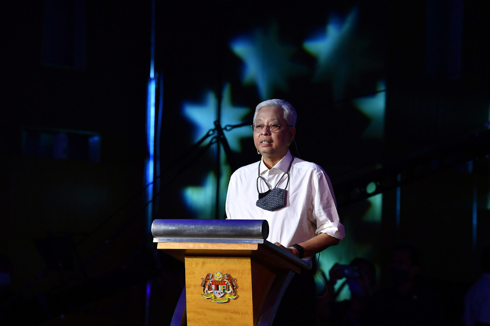 Prime Minister Datuk Seri Ismail Sabri Yaakob speaks during the Malaysian Family Ikram House Launching Ceremony at the Ministry of Housing and Local Government in Putrajaya September 24, 2021. u00e2u20acu201d Bernama pic