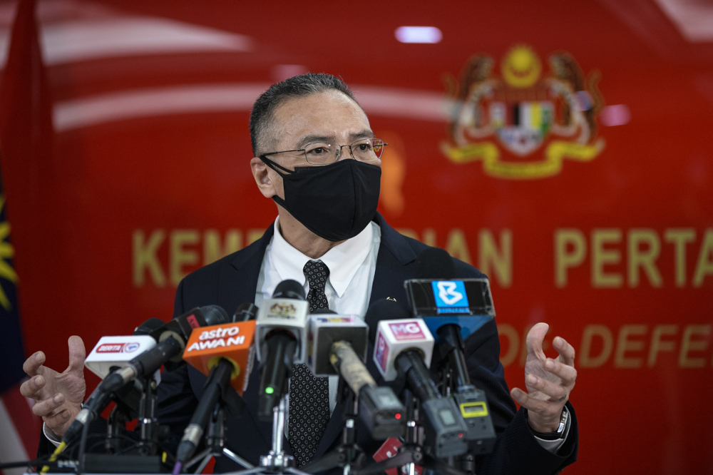 Senior Defence Minister Datuk Seri Hishammuddin Hussein speaks at a media conference at Wisma Pertahanan in Kuala Lumpur, September 1, 2021. u00e2u20acu201d Bernama pic 