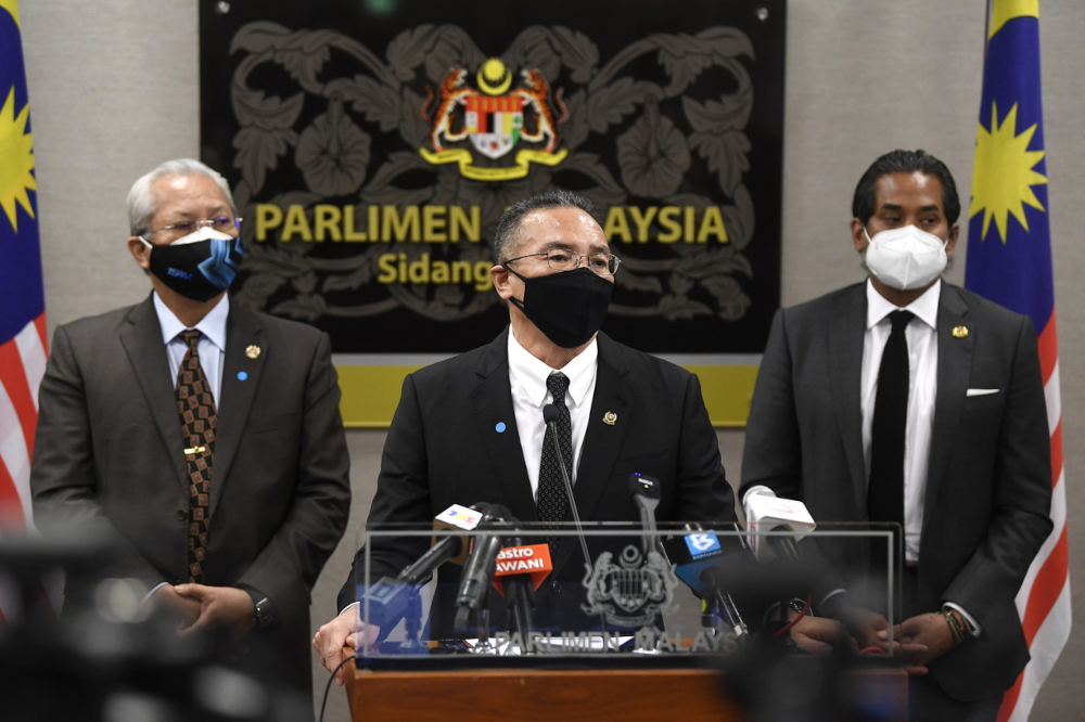 Defence Minister Datuk Seri Hishammuddin Hussein speaks during a press conference in Parliament, Kuala Lumpur September 14,2021. u00e2u20acu201d Bernama picnn