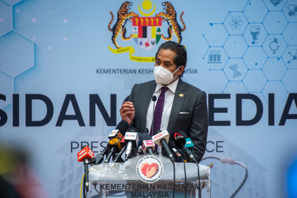 Health Minister Khairy Jamaluddin speaks at a press conference in Putrajaya, September 1, 2021. u00e2u20acu201d Picture by Shafwan Zaidon