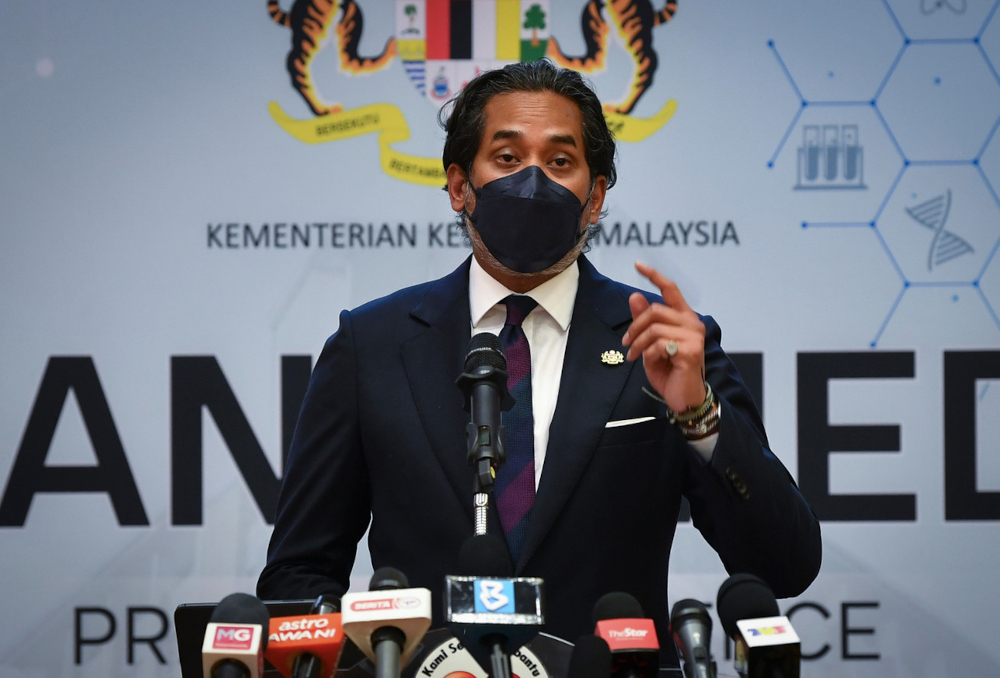 Health Minister Khairy Jamaluddin speaks at a press conference at the Health Ministry in Putrajaya, September 24, 2021. u00e2u20acu201d Bernama pic 